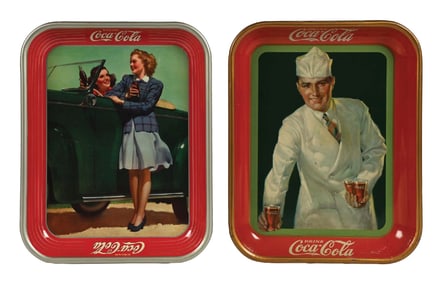 COLLECTION OF 2 COCA-COLA TIN SERVING TRAYS