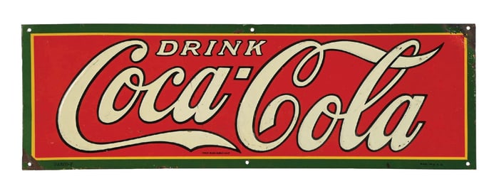 DRINK COCA-COLA EMBOSSED TIN SIGN