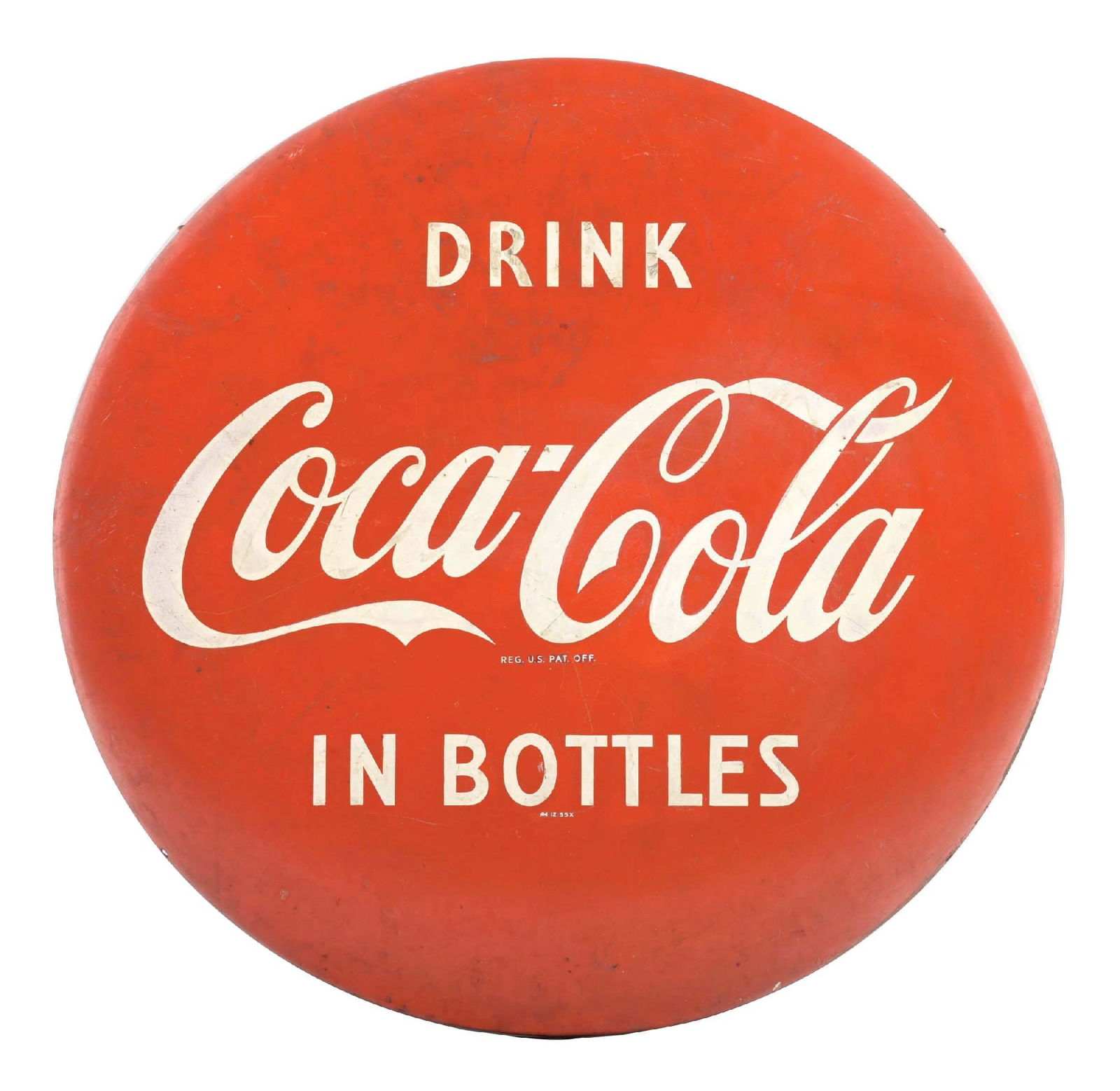 COCA-COLA "IN BOTTLES" BUTTON SIGN (1 of 2)
