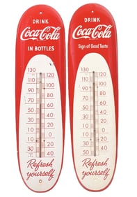 COLLECTION OF 2 COCA-COLA CIGAR THERMOMETER SIGNS