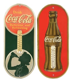 COLLECTION OF 2 COCA-COLA TIN THERMOMETERS