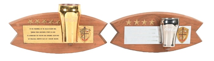 COLLECTION OF 2 COCA-COLA FOUNTAIN SALES AWARDS
