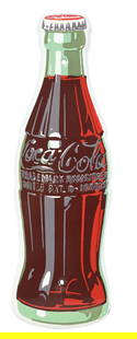 PORCELAIN COCA-COLA BOTTLE SIGN: SSP. This c. 1930s single-sided porcelain die-cut bottle sign featured the famous "Patent-D" bottle. This sign was meant to attach to a larger porcelain Coca-Cola hanging sign. CONDITION: This sign