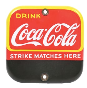 PORCELAIN COCA-COLA MATCH STRIKE SIGN