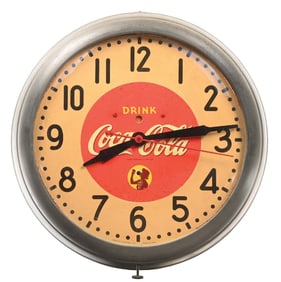 DRINK COCA-COLA CLOCK W/ SILHOUETTE GIRL GRAPHIC