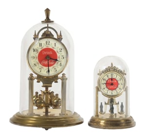 COLLECTION OF 2 COCA-COLA DOME-TOP CLOCKS