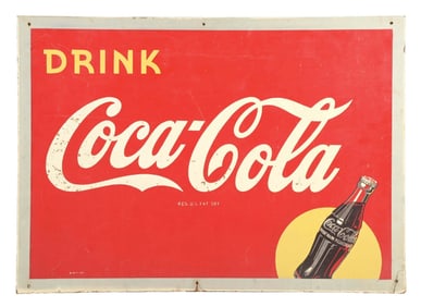 DRINK COCA-COLA SIGN W/ SUN & BOTTLE GRAPHIC