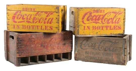 COLLECTION OF 4 WOODEN COCA-COLA BOTTLE CRATES