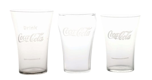 COLLECTION OF 3: DRINK COCA-COLA FLARE GLASSES.