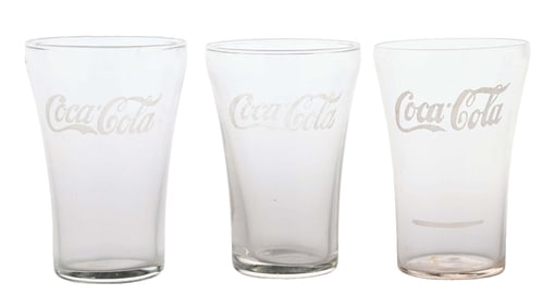 COLLECTION OF 3: DRINK COCA-COLA FLARE GLASSES.