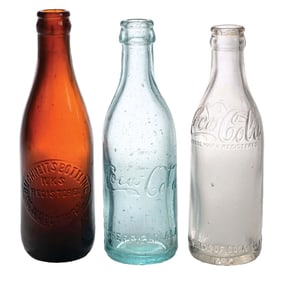 COLLECTION OF 3 COCA-COLA GLASS BOTTLES