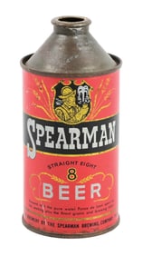 SPEARMAN STRAIGHT 8 BEER CONE TOP BEER CAN