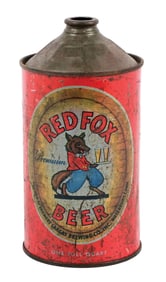RED FOX BEER QUART CONE TOP BEER CAN