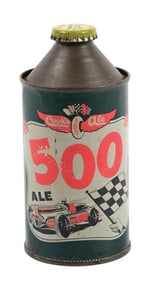 COOK'S 500 ALE INDY CAR CONE TOP BEER CAN