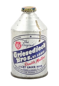 GRIESEDIECK BROS DOUBLE MELLOW LIGHT LAGER CROWNTAINER CONE TOP BEER CAN