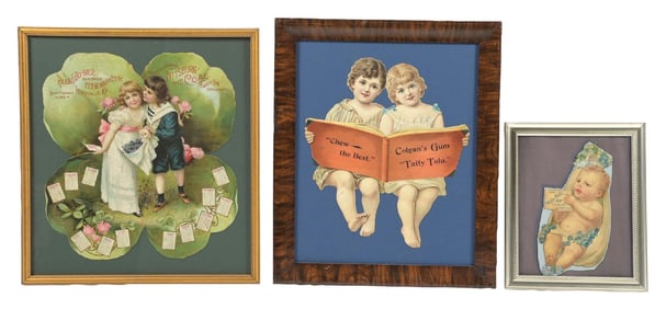 COLLECTION OF 3 DIE-CUT CHEWING GUM AND COAL ADVERTISEMENTS