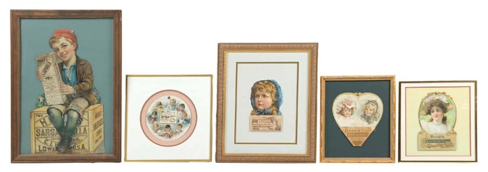 COLLECTION OF 5 HOOD'S SARSAPARILLA FRAMED ADVERTISEMENTS