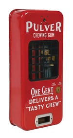 RED PULVER ONE-CENT CHEWING GUM VENDING MACHINE