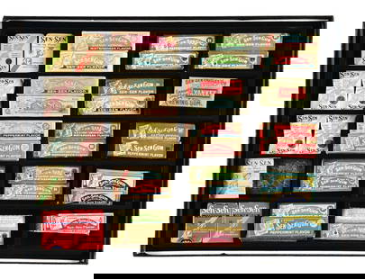 COLLECTION OF SEN-SEN GUM STICKS, PACKS & PACKAGES: This collection consists of a Ryker box full of Sen-Sen Mints, original Sen-Sen Gum boxes, several different flavors of Sen-Sen sticks, small box of Sen-Sen Yankee Chewing Gum. Condition: (Good - Very