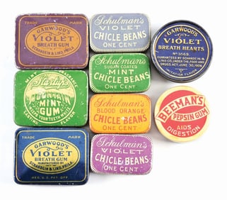 COLLECTION OF 9 CHEWING GUM TINS