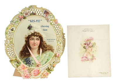 PAIR OF CHEWING GUM ADVERTISING PIECES
