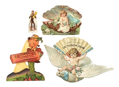 COLLECTION OF 4 DIE-CUT CHEWING GUM ADVERTISING