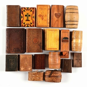 COLLECTION OF 18 SPRUCE GUM BOXES