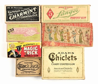 COLLECTION OF 7 ORIGINAL CHEWING GUM BOXES & MEMORABILIA