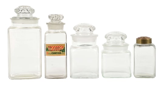 COLLECTION OF 5 GLASS DISPLAY JARS