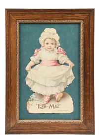 KIS-ME CHEWING GUM CO DIE-CUT CARDSTOCK LITHOGRAPH W/ LITTLE GIRL GRAPHIC