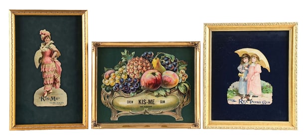 COLLECTION OF 3 REX AND KIS-ME CHEWING GUM SIGNS