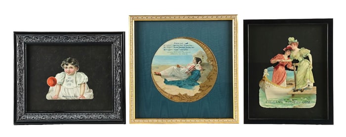 COLLECTION OF 3 MEYER BROS, COLGAN'S AND JONES & HILL CO CHEWING GUM SIGNS