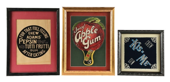 COLLECTION OF 3 FRAMED CHEWING GUM ADVERTISEMENTS