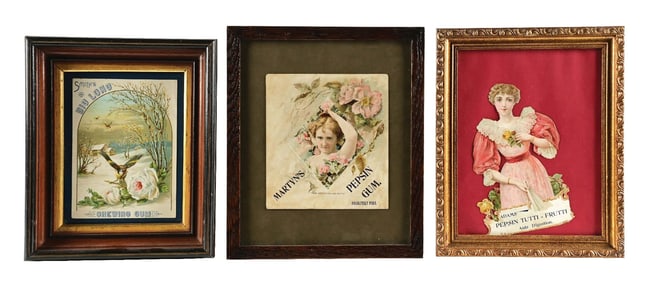 COLLECTION OF 3 SMITH'S BIG LONG, ADAMS & MARTYN'S CHEWING GUM SIGNS