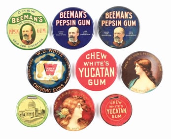 COLLECTION OF 9 CHEWING GUM POCKET MIRRORS