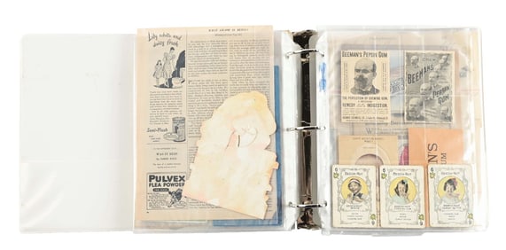 LARGE 3-RING BINDER COLLECTION OF CHEWING GUM EPHEMERA