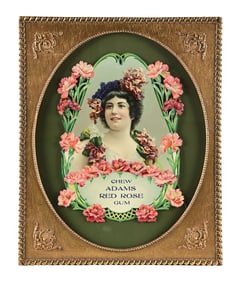 CHEW ADAMS RED ROSE GUM DIE-CUT SIGN W/ WOMAN GRAPHIC