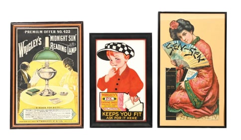 COLLECTION OF 3 FRAMED CHEWING GUM ADVERTISEMENTS