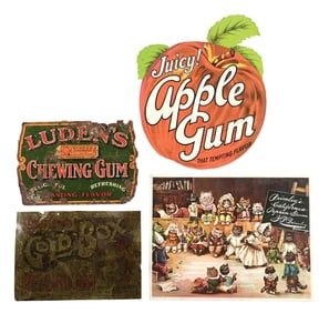 COLLECTION OF 4 CHEWING GUM ADVERTISING SIGNS
