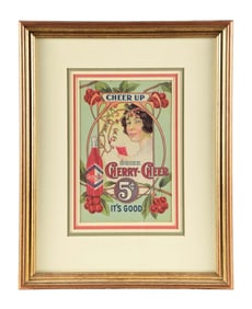 CHEER UP DRINK 5¢ CHERRY-CHEER PAPER SIGN