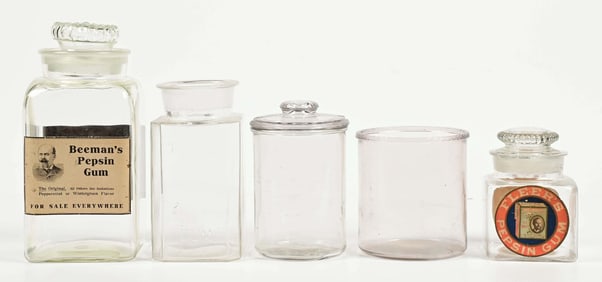 COLLECTION OF 5 GLASS DISPLAY JARS