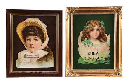 COLLECTION OF 2 ZENO GUM AND FORBIDDEN FRUIT CHEWING GUM SIGNS