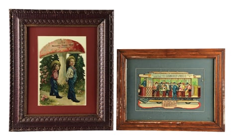 A PAIR OF BEEMAN'S PEPSIN GUM AND A O SCHRAMM GROCERY SIGNS