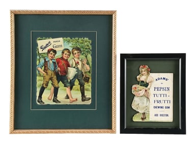 PAIR OF GARDNER'S AND ADAM'S CHEWING GUM ADVERTISEMENTS