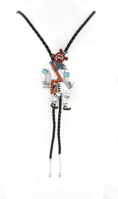 STERLING & MULTI-GEM BOLO TIE WITH MUDHEAD DANCER