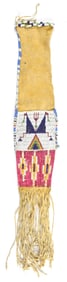 WHITE BEADED AND QUILLED PIPE BAG