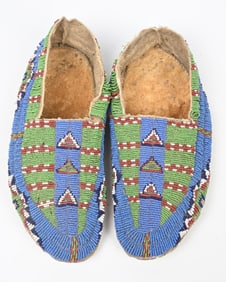 BLUE & GREEN BEADED MOCCASINS