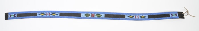 CROW BLUE AND BLACK GEOMETRIC BEADED LEATHER BELT