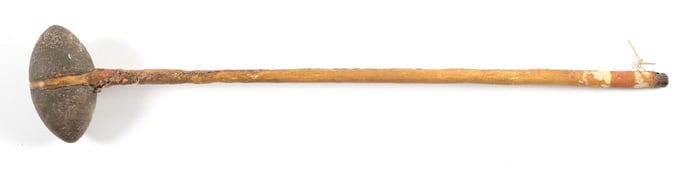 RAWHIDE HANDLED NATIVE AMERICAN STONE CLUB