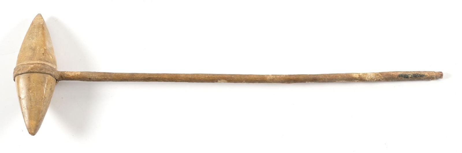 NATIVE AMERICAN WAR CLUB: Circa 1880's "skull cracker" with polished stone head, and rawhide wrapped handle in typical fashion. 25" length. CONDITION: Very good. Dimensions: 25" L.